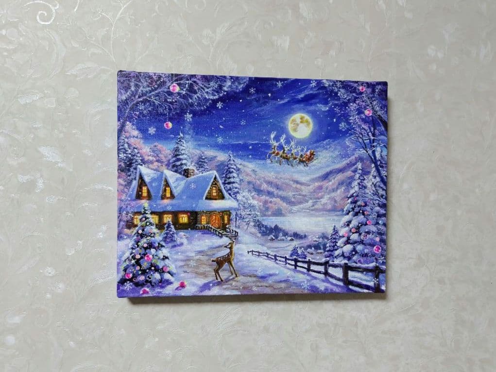 ぷ*あ様 【夜空を眺めて】アクリル画 F3 風景画 絵画