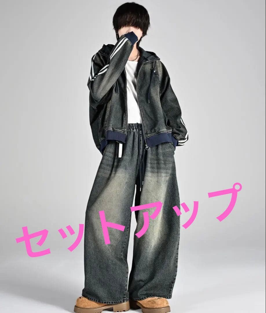 ラインスリーブトラックジップパーカージャケット/ Mサイズ 上下セット