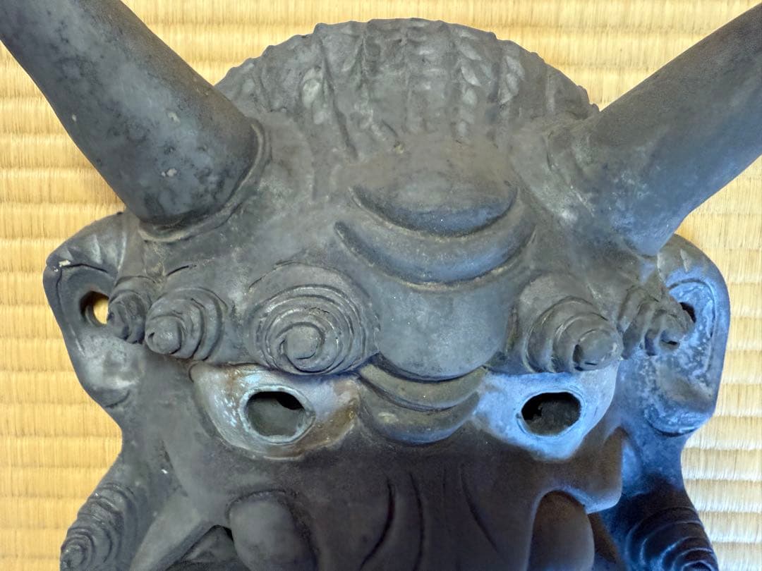【O-2131】鬼瓦 陶器 粘土 瓦 魔除け 厄除け 置物 オブジェ 日本家屋