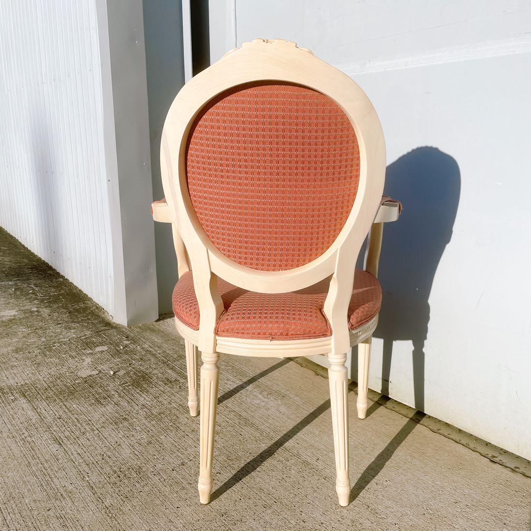 【美品①】ルイ16世様式 フランス華麗チェック織物張 メダリオンアームチェア