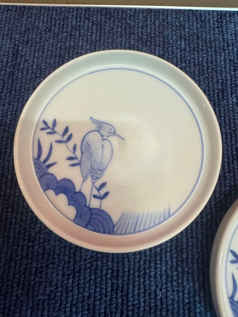 1895 宮内庁御用達『十四代 辻常陸』　辻製　染付花鳥　皿　5客