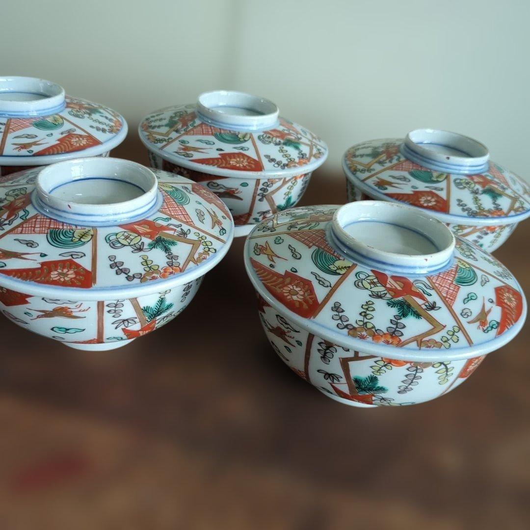 骨董 伊万里 古伊万里 蓋付茶碗 茶碗 煮物碗 お雑煮 蓋付 5つ〜
