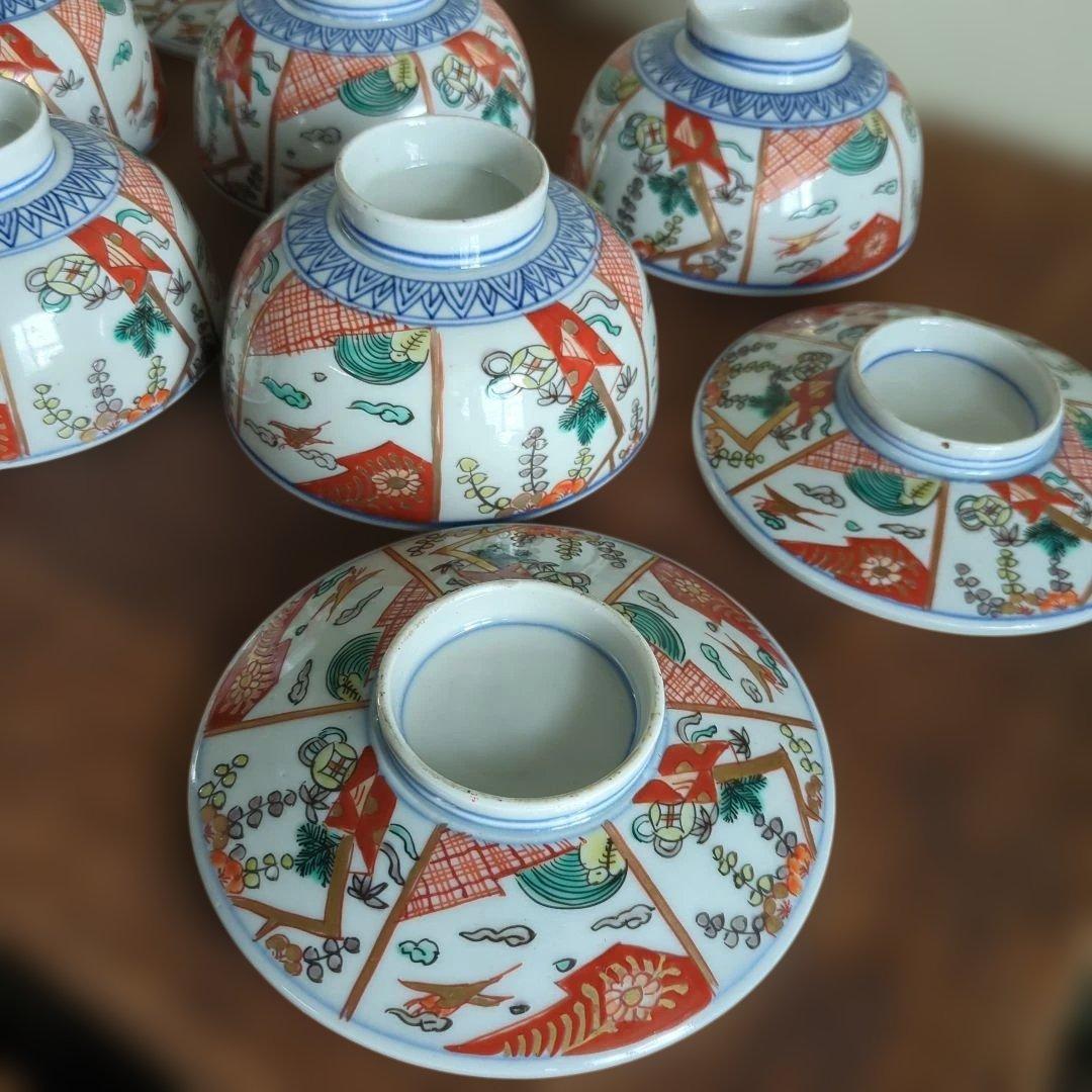 骨董 伊万里 古伊万里 蓋付茶碗 茶碗 煮物碗 お雑煮 蓋付 5つ〜