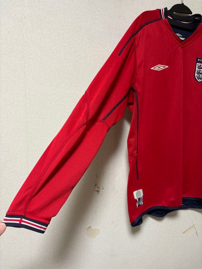 イングランド代表 ユニフォーム アウェイ UMBRO 赤/ネイビー 長袖 L相当