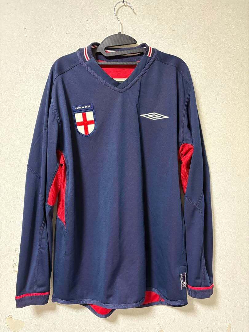 イングランド代表 ユニフォーム アウェイ UMBRO 赤/ネイビー 長袖 L相当
