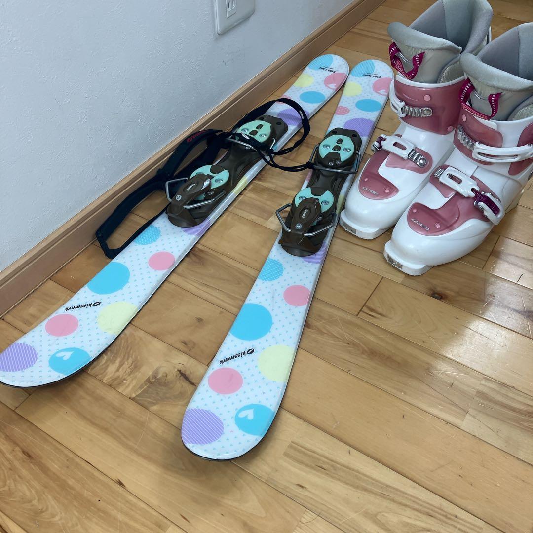 ショートスキー　レディース　kissmark キスマーク 3点セット　25㎝