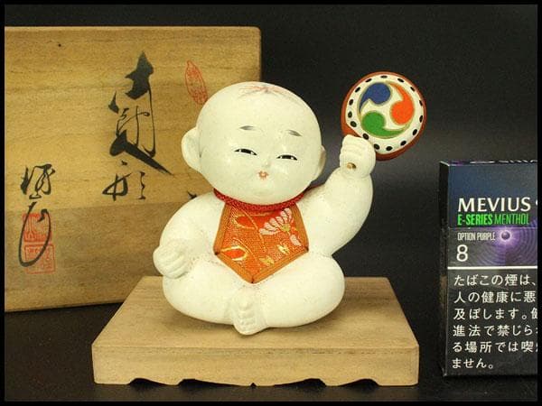 かわいい 郷土人形 太鼓持ち童人形 共箱(ZE434)