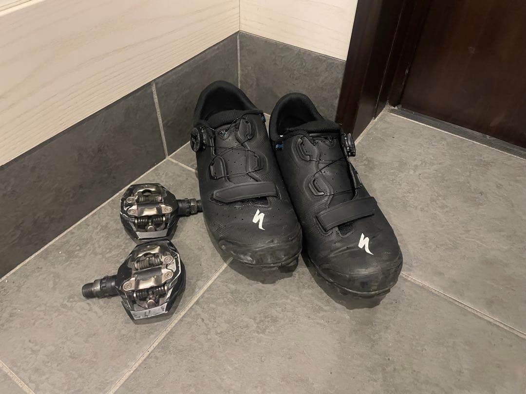 specialized spdシューズ、ペダルフルセット