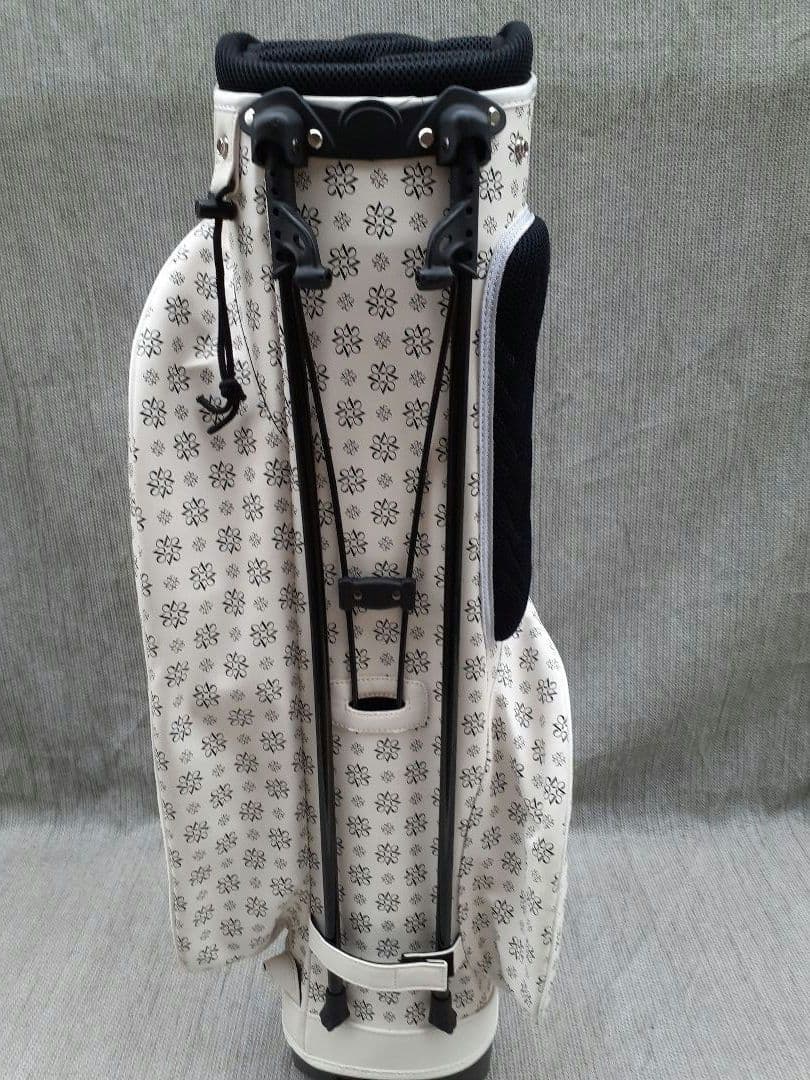 St. ANDREWS ロゴ デザイン スタンド式 キャディバッグ 白 黒