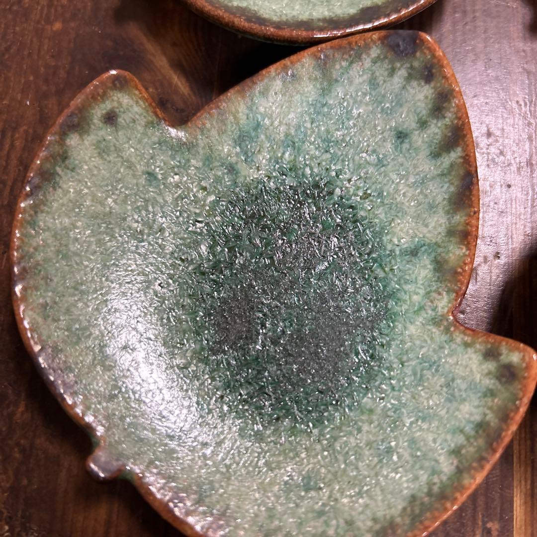希少　玉峰窯 中尾哲彰作 銀河 銘々皿 ぶどうの葉　秋銀河釉　５枚