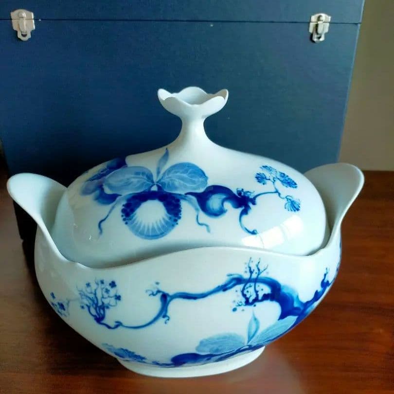 希少限定【Meissen】ブルーオーキッド スープチューリン（大）蓋付き