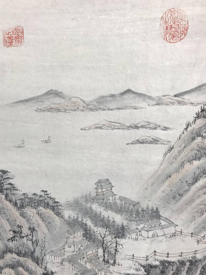 【真作】荘秋庭/野屋聴秋聲図/山水図/大幅/掛軸/名家伝来/AC-281