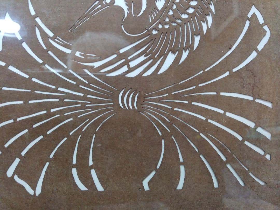 伊勢型 紙 「鶴・亀・熨斗の図」 額装 未使用 明治中期 骨董品