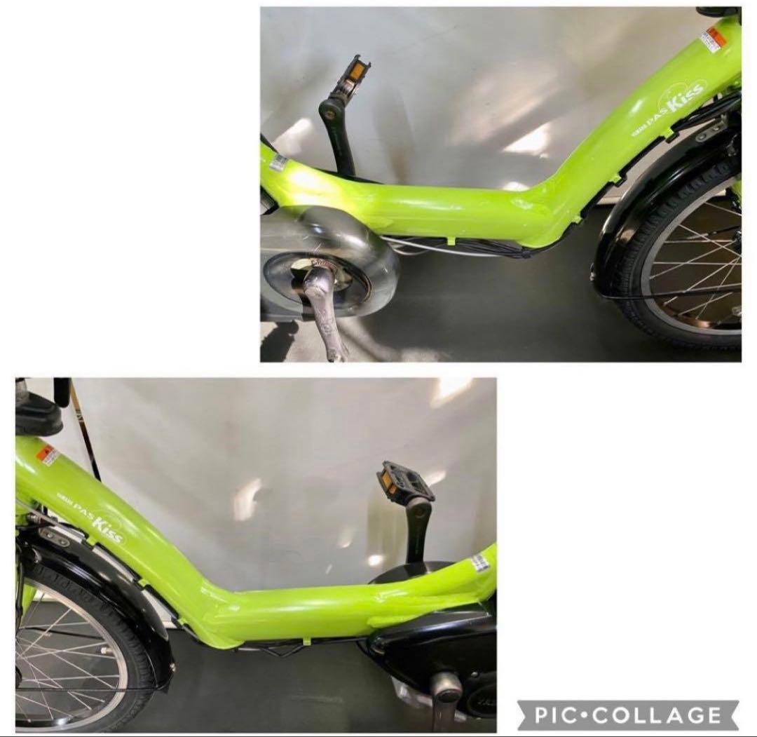 1年保証 ヤマハ　パスキッス　20インチ　子供乗せ　黄緑色　電動アシスト自転車