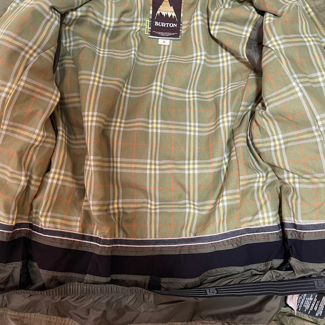 Burtonバートンスキーウェアスノーボードジャケット緑グリーンカーキチェック柄