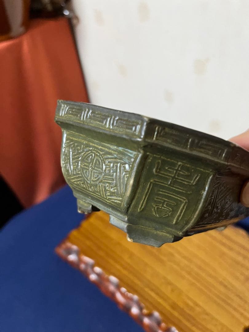 93 盆栽　盆栽鉢　植木鉢　中国鉢　南京蕎麦袖隅入　長方鉢