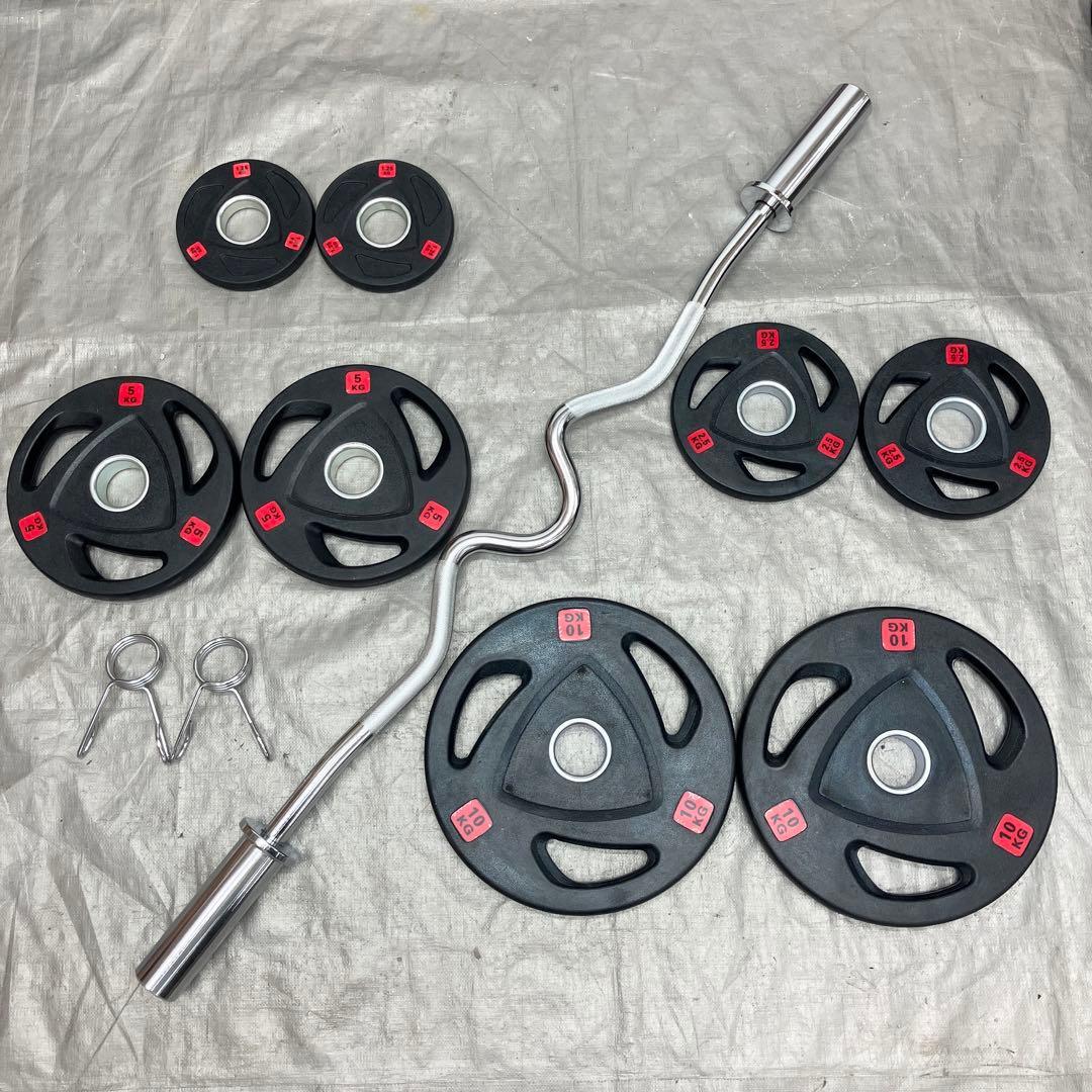 ■送料無料■お買い得セット プレート37.5kgセット バーベル カールバーT2