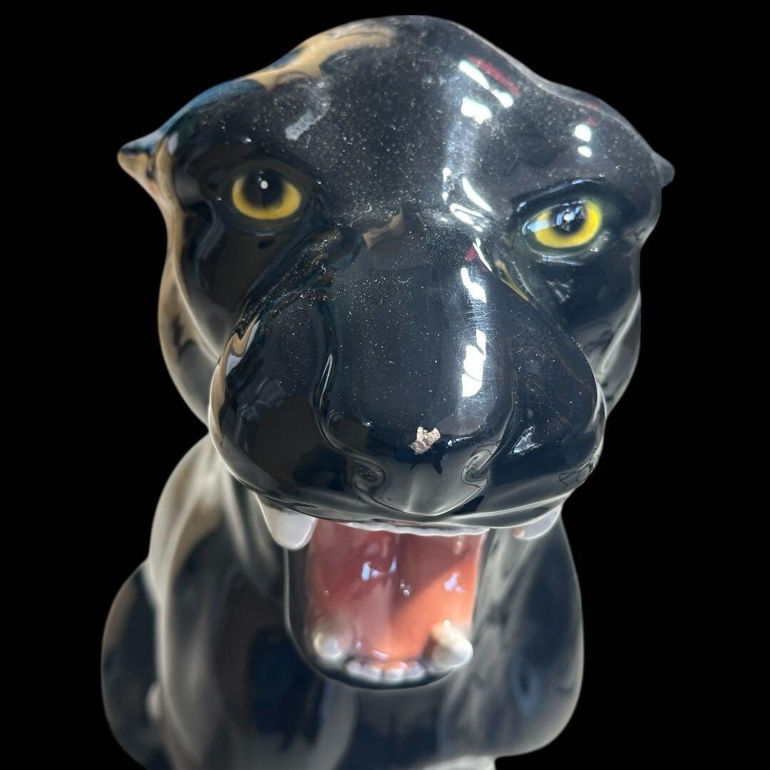 ヴィンテージ イタリア製 黒豹 縁起物 特大 セラミック オブジェ 定価数十万