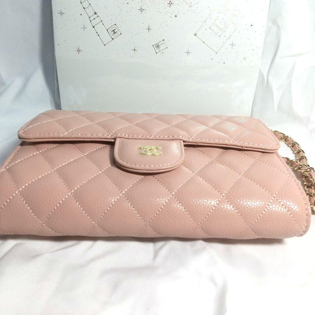 新品ピンクCHANELノベルティショルダーバックゴールドチェーンVIP限定