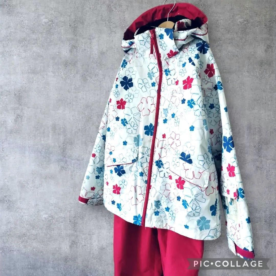 美品　Phenix クリスタルガールズ スキーウェア 160 花柄×ピンク 上下