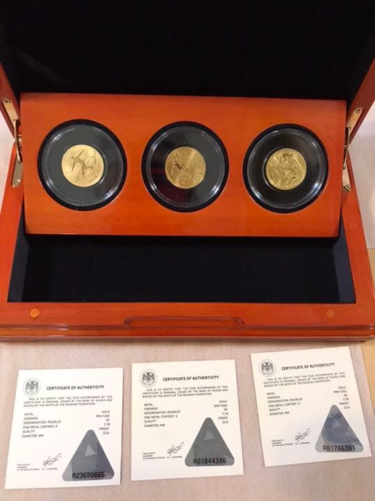 2014年冬オリンピックロシアソチプルーフ金貨3種セット