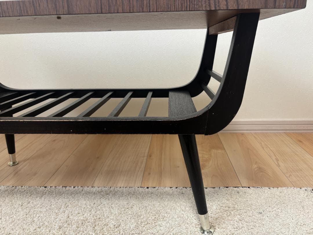 昭和レトロ ミッドセンチュリ　テーブル センターテーブル　木製 棚付き 希少