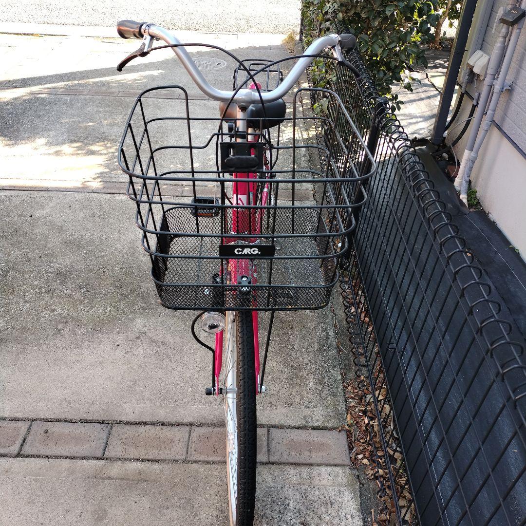 ピンク シティサイクル 前カゴ付き