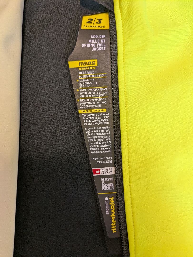 ASSOS　MILLE GT SPRING FALL JACKETサイズL