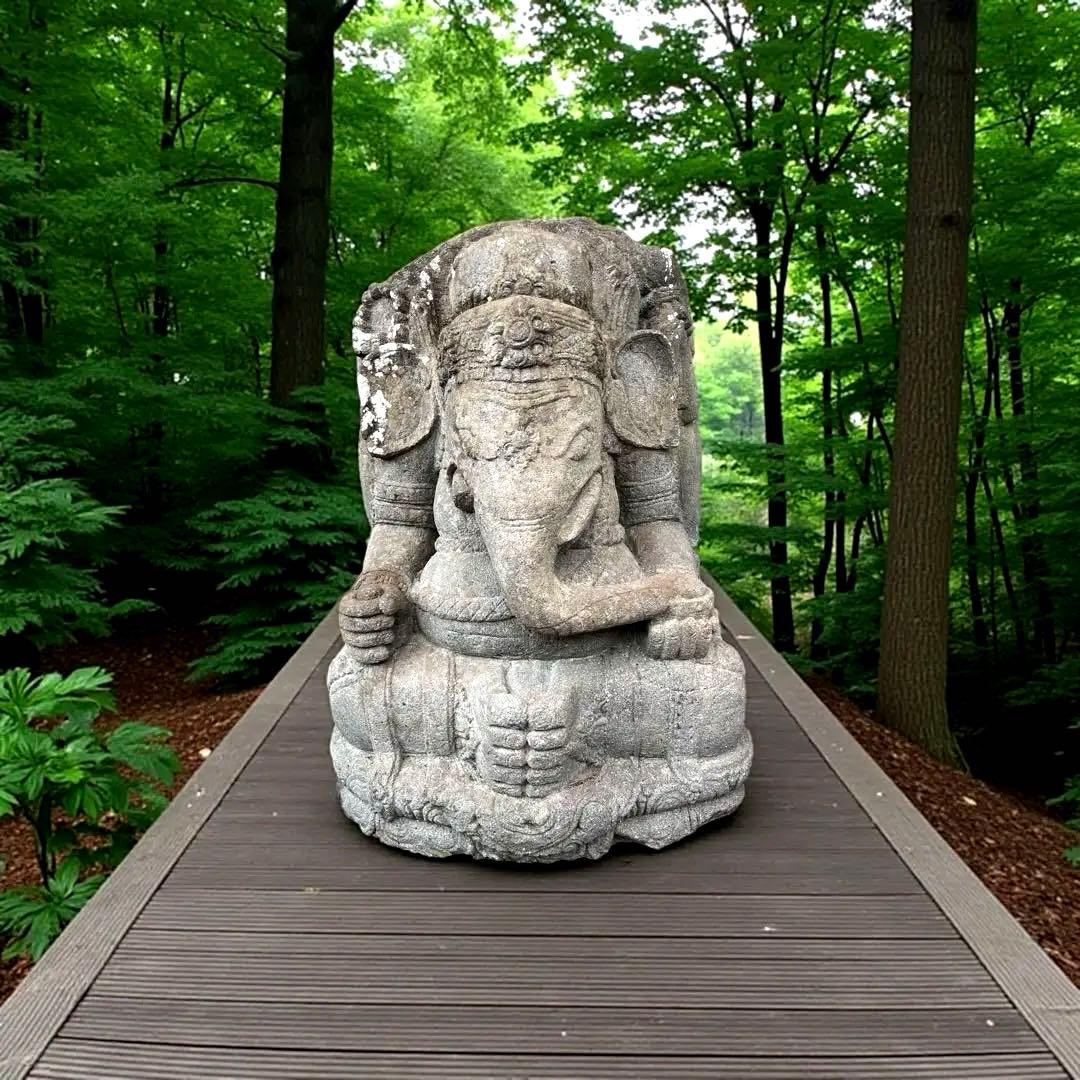 ⭐️ガネーシャの石像⭐️座像⭐️置物オブジェ⭐️アンティーク⭐️ヒンドゥー教の神様⭐️重量物
