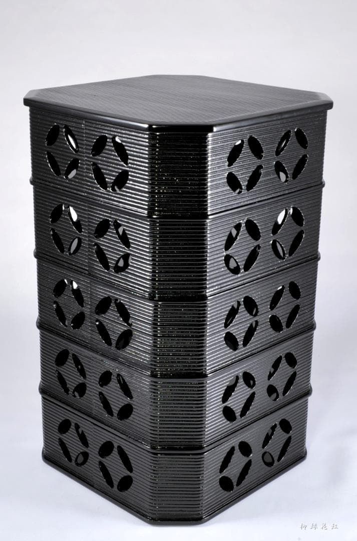 静峰 輪島塗 七宝透 縁高 共箱 縁高重 茶道具