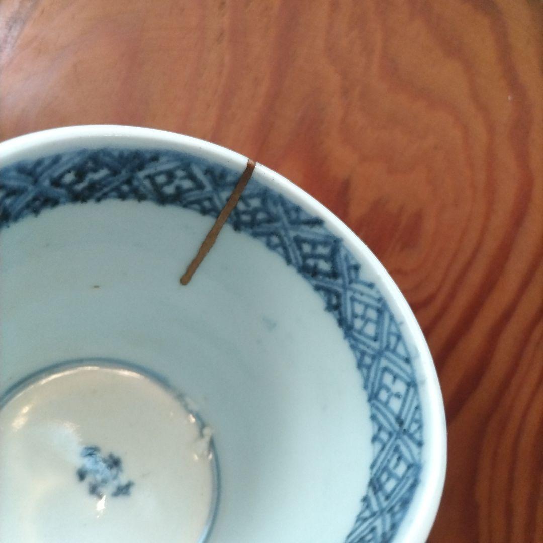 兎図 そば猪口 江戸期 波兎 古伊万里 染付