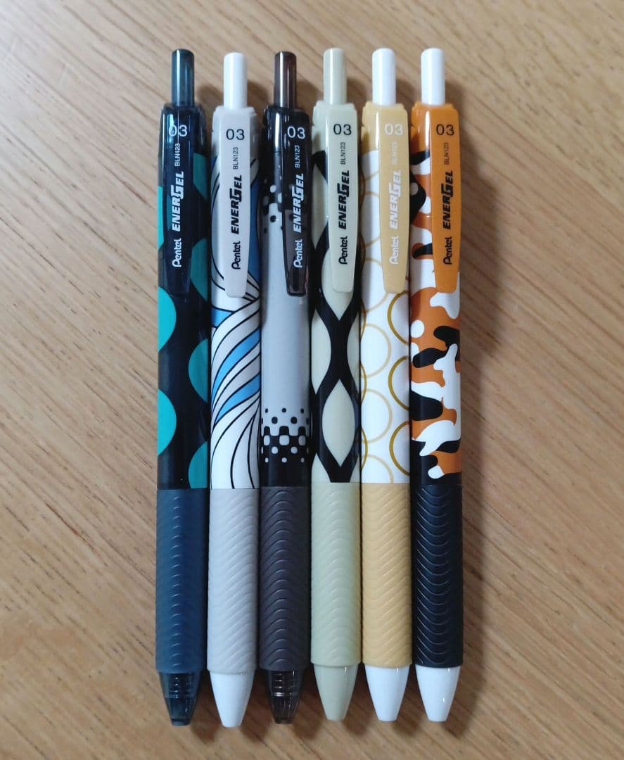 エナージェル　エス　ボールペン　0.3mm　限定　猫柄　6本　コンプリートセット