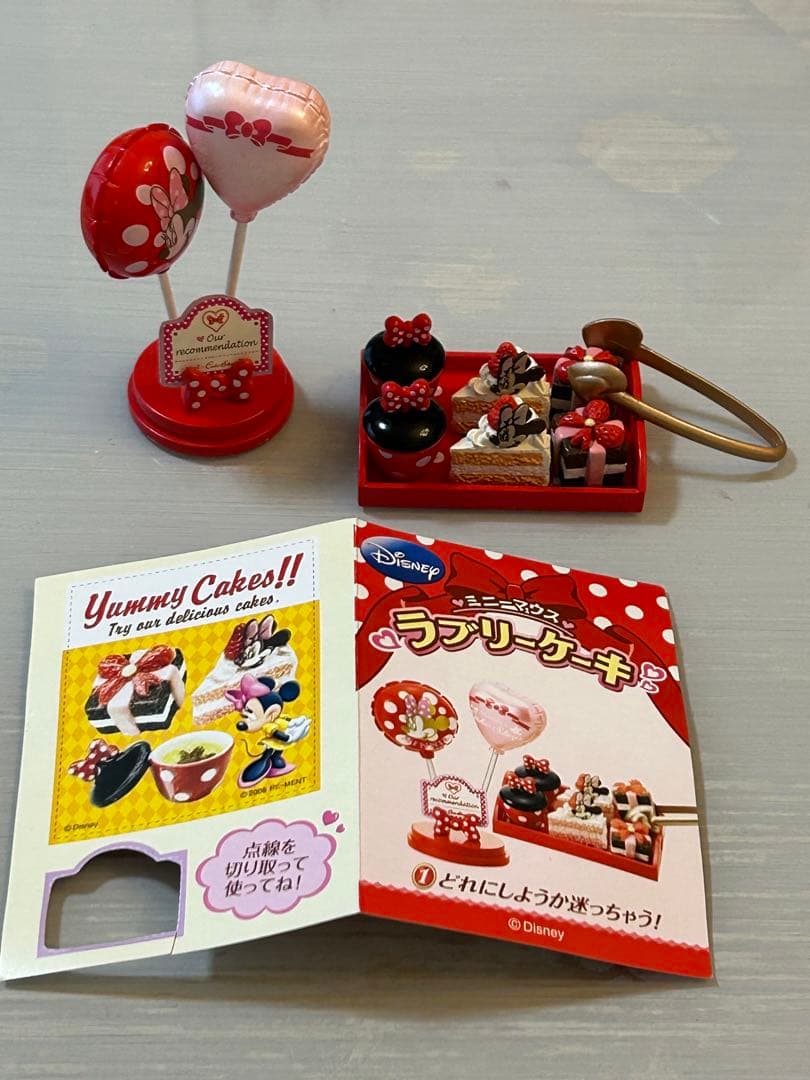 ミニーマウス　ラブリーケーキ　7種　ショーケース　レジ　テーブルセット