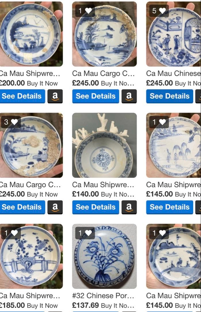 景徳鎮窯　染付絵皿　鑑賞台付 ・沈船品　ヴィンテージ　レア ・台湾茶器