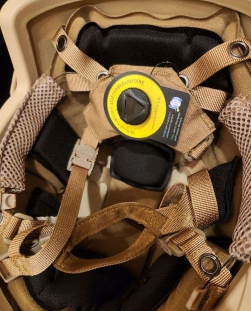 NIJ ⅢA(レベル3a)実物防弾ヘルメット サイズ:55㎝～62㎝、TAN