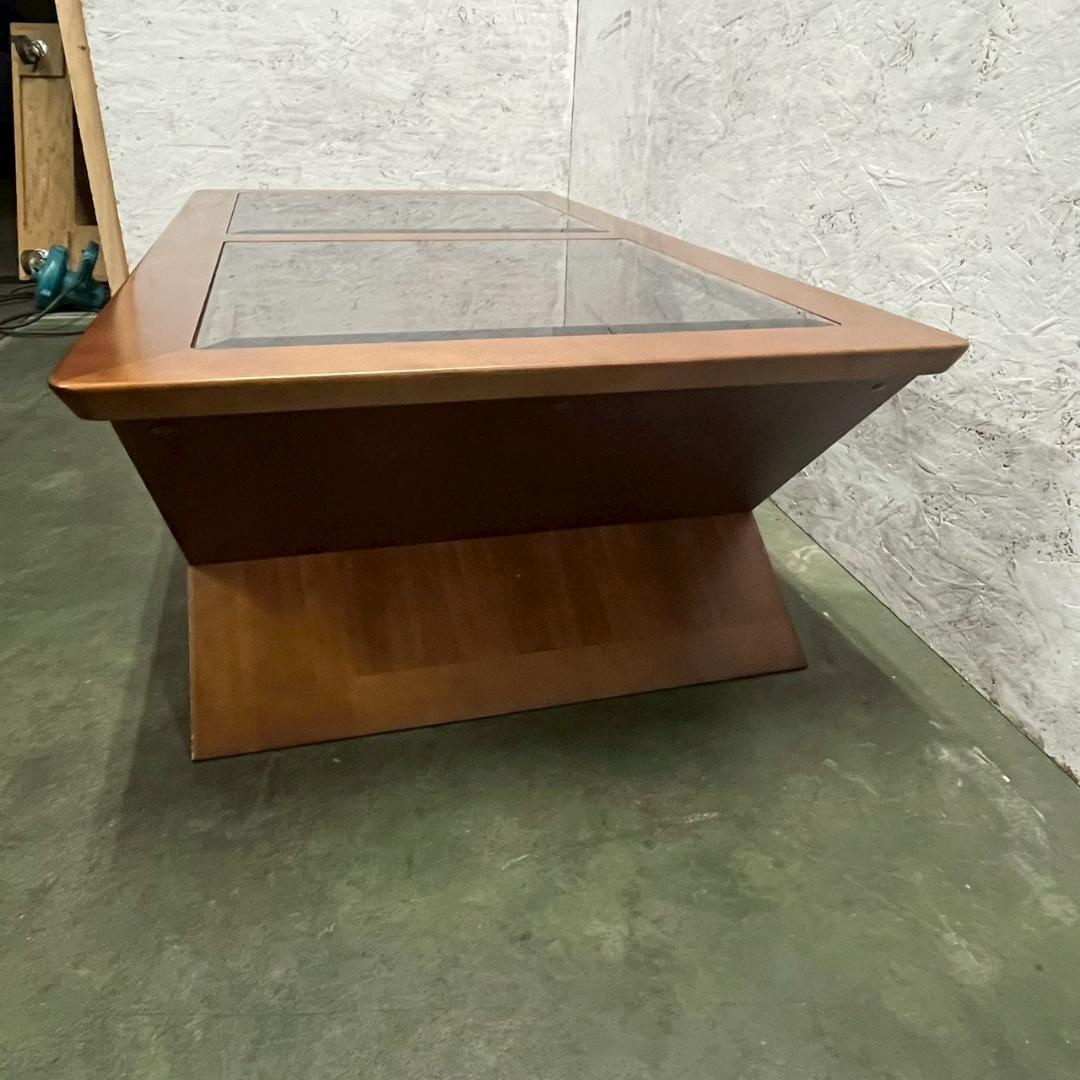 【マルニ】 センターテーブル ローテーブル 木製 ガラス天板 A0874