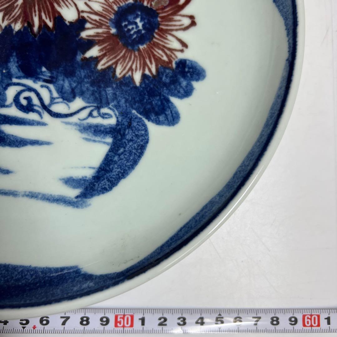 専用　中国景徳鎮　青絵青花大皿　箱付　直径25.8㎝　東Y8-0108⑤タウオ