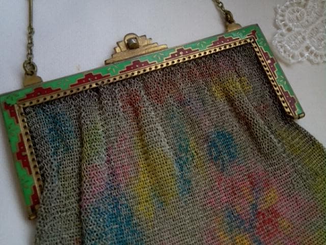 レア　極細　繊細　アンティーク　メタルパティーバック　アールヌーヴォー