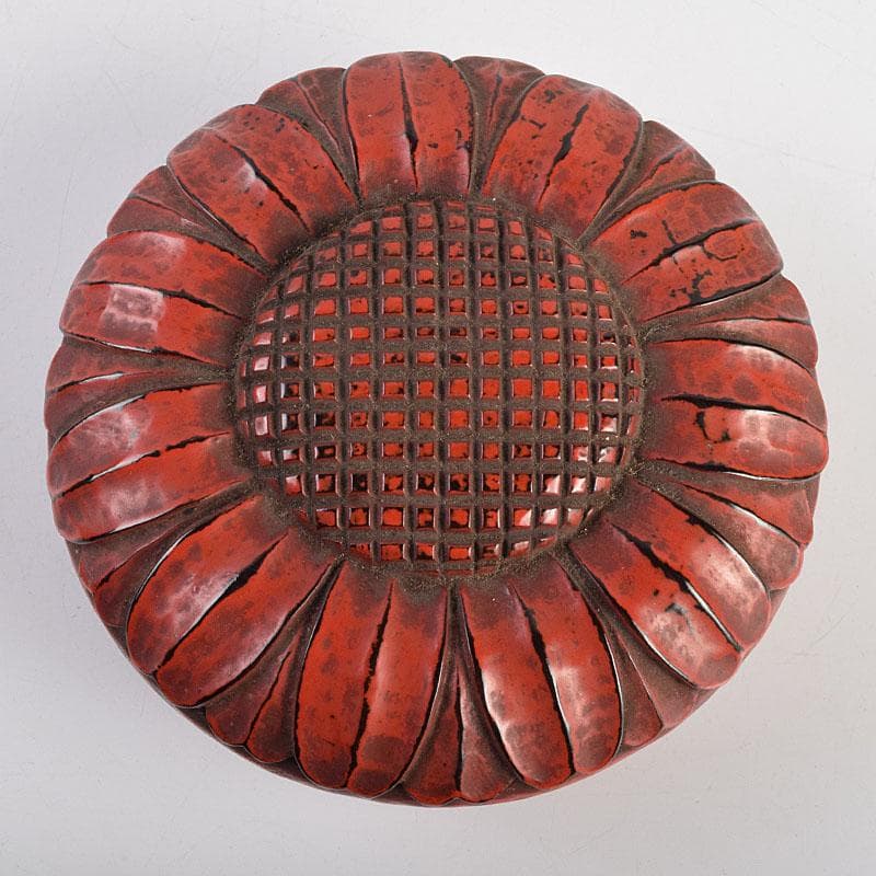 茶道具　鎌倉彫　菊香合　書付箱付　V　R9429