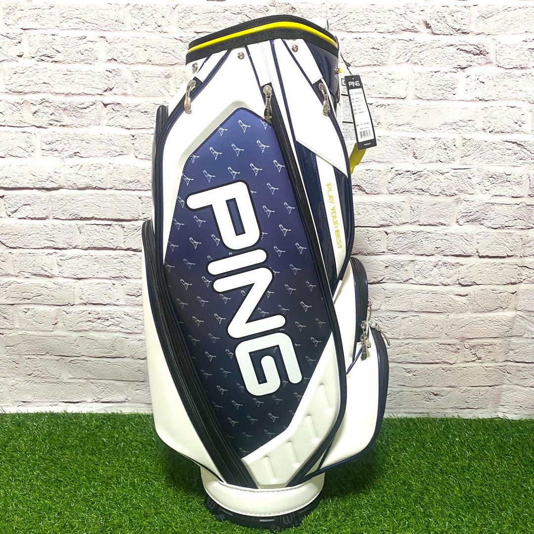 【新品】PING ピン キャディバッグ ホワイト ネイビー ミスターピン ゴルフ
