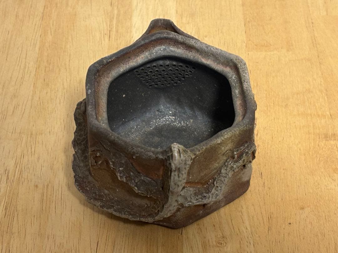 79.備前焼 宝瓶 登り窯 龍 りゅう 六角 手びねり 急須