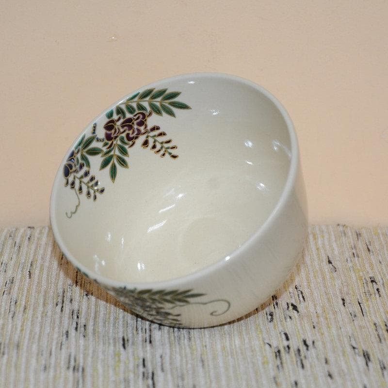 茶道具　色絵藤画茶碗　京焼　洛陶窯　相模 竜泉　美品　中古　送料込み