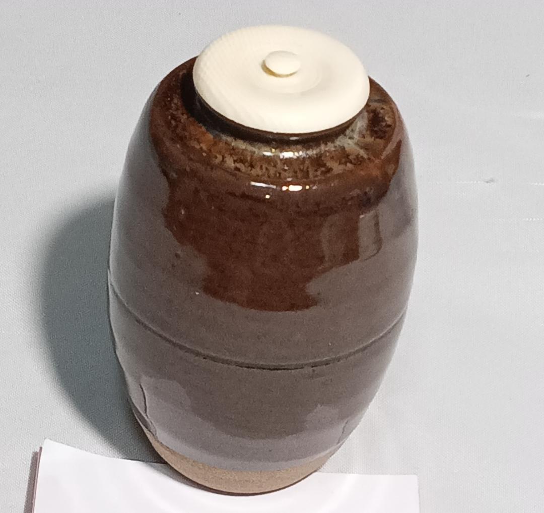 茶道具　京都清水焼　平安喜山作　肩衝茶入丸龍紋金襴仕覆付　殆ど未使用超美品！！