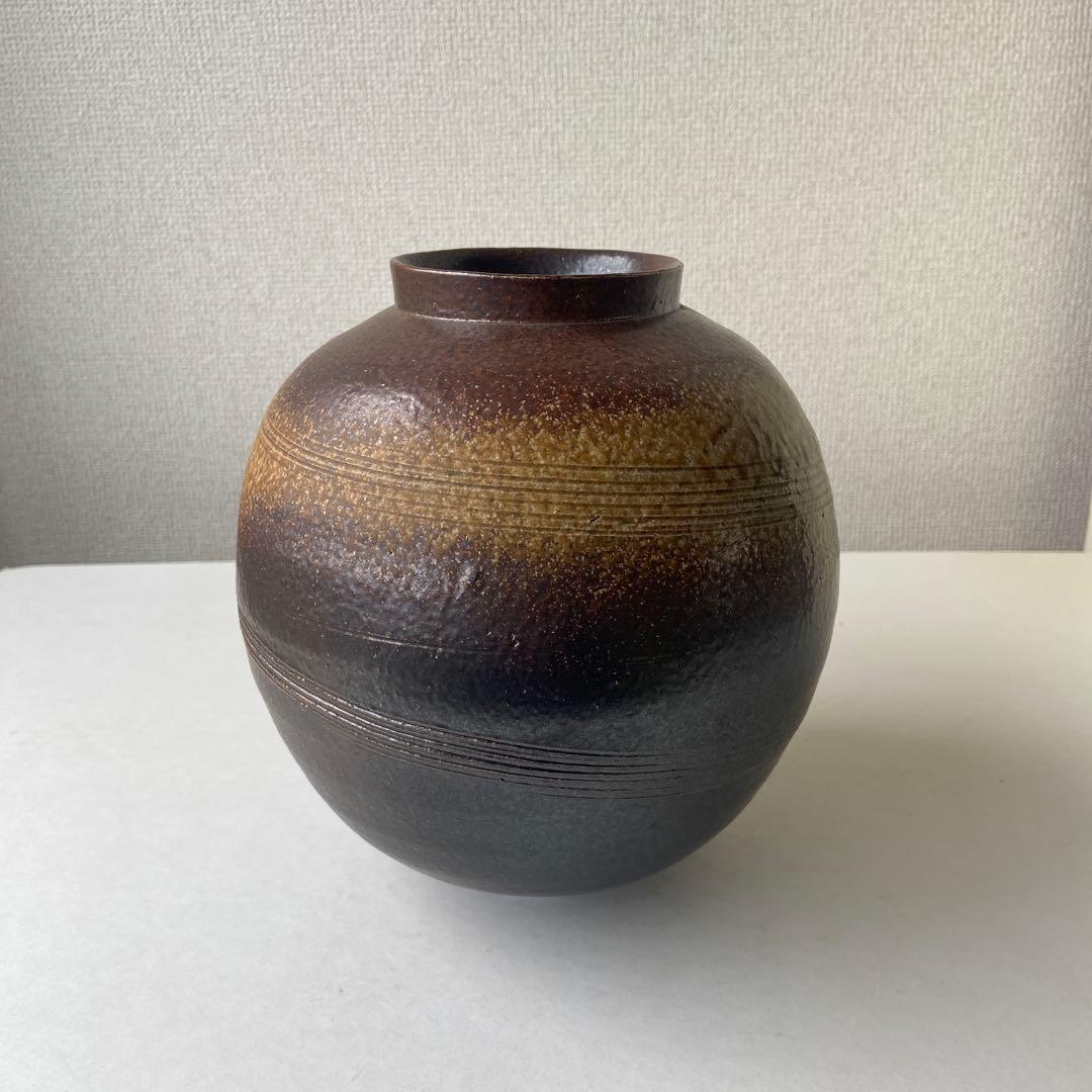 伊藤雄志　壷　塩釉　花瓶　共箱共布
