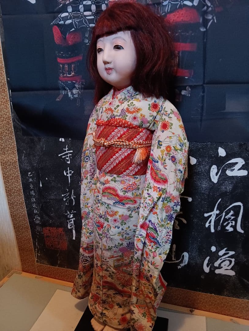 市松人形恐怖怪奇現象祟り供養魂入り昭和２０年〜３０年代後半頃身長７０センチ当時物