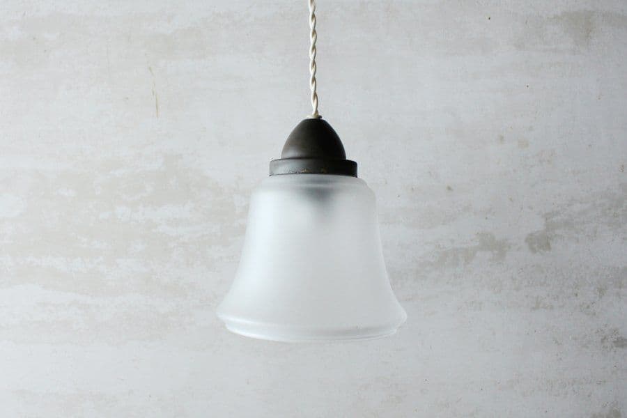 【ベル型ガラスのペンダントライト】大正 昭和 古道具 蚤の市 ブロカント