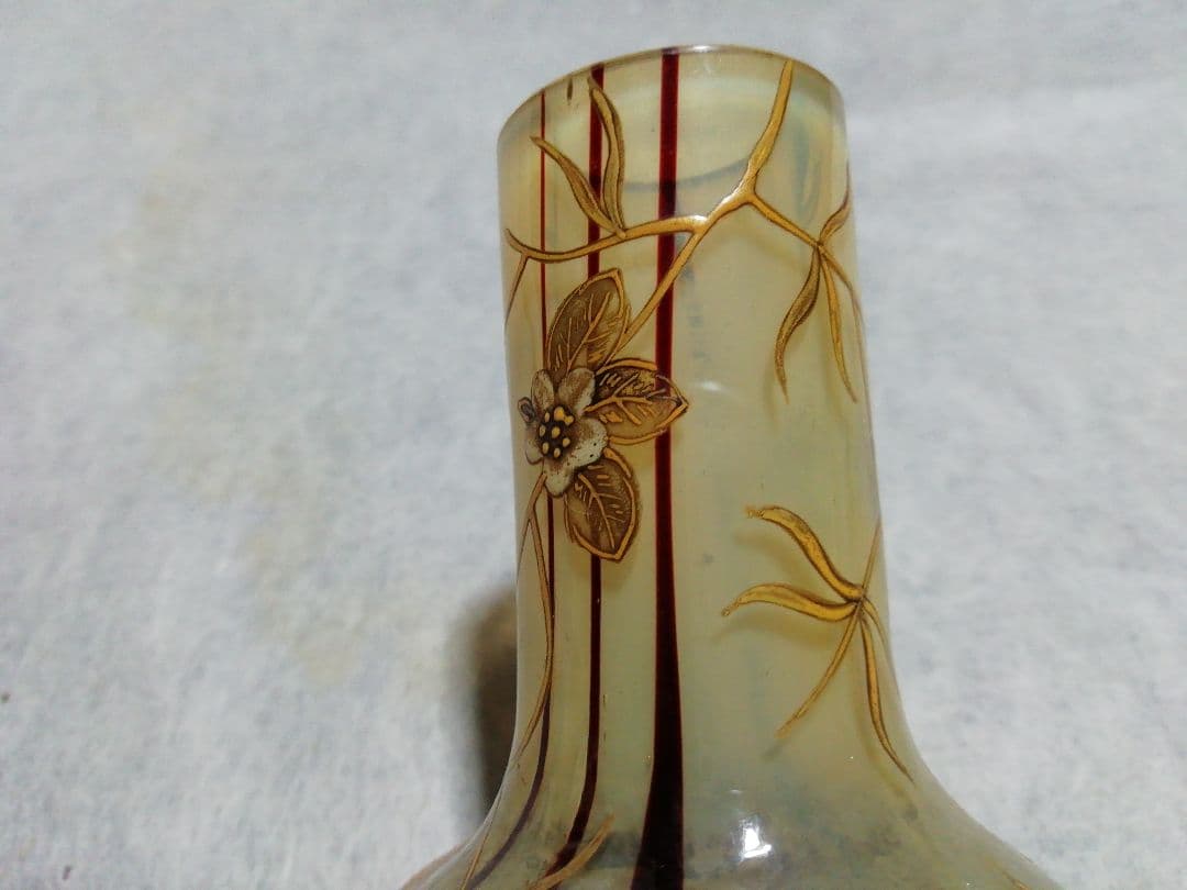♪時代ガラス一輪挿し キズ 高蒔絵
