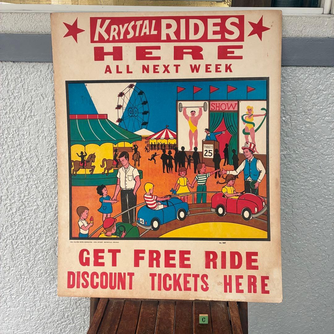 BIG！50's〜アメリカアンティーク　実物遊園地サーカス広告　ヴィンテージ雑貨