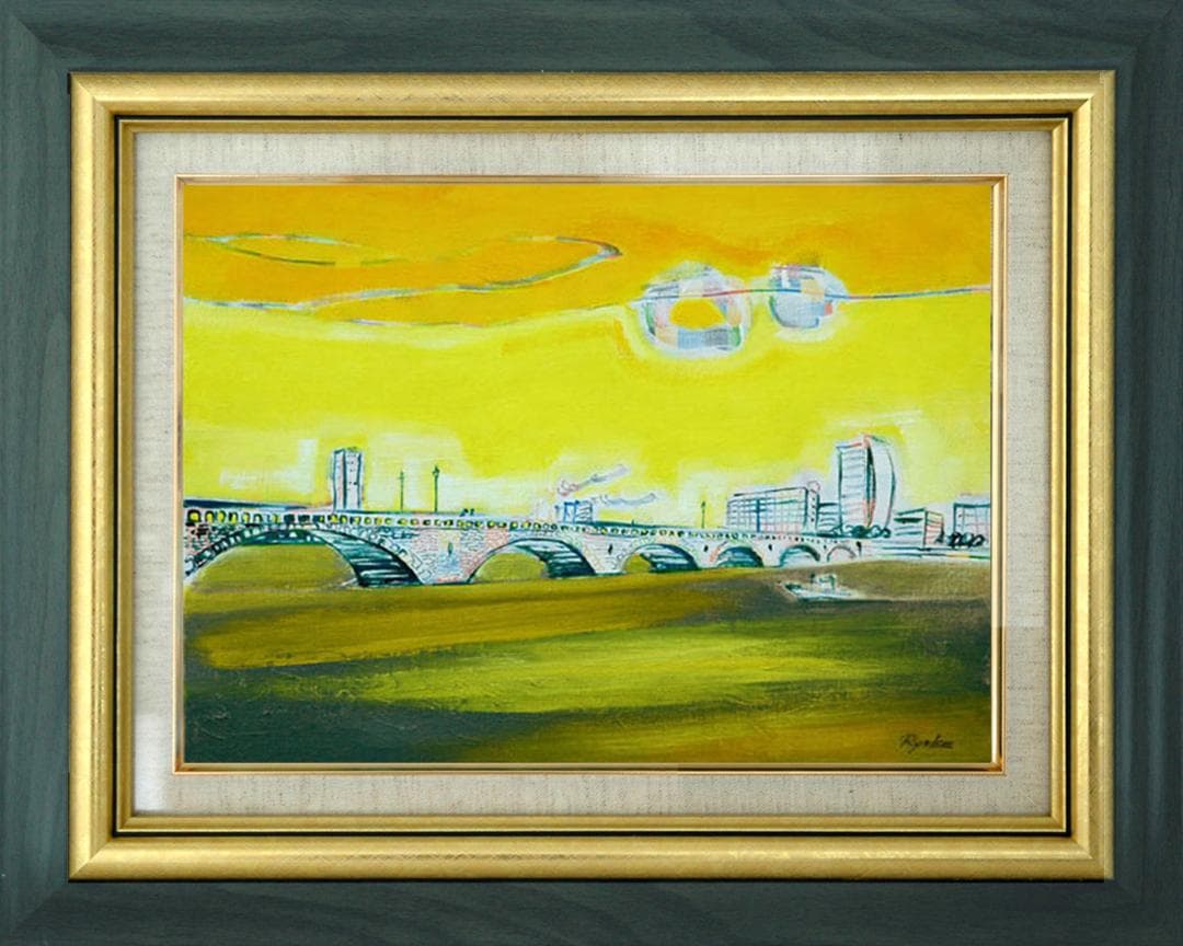 油絵 菅家令子 絵 絵画 インテリア F4-090214 風景 万代橋 新潟