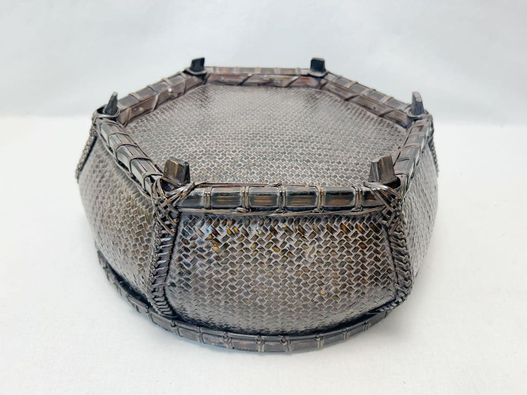 未使用 茶道具 唐物写六角 炭斗 炭入 元箱